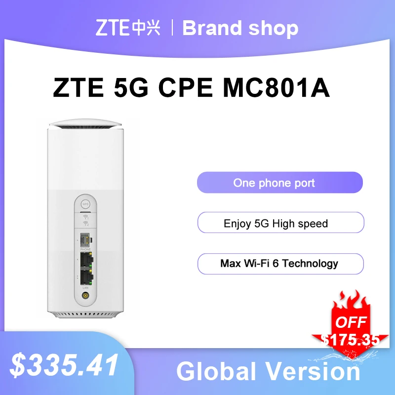 

Global Version ZTE MC801A Wifi 6 Router 5G CPE wifi repeater 5ghz SDX55 NSA+SA N78/79/41/1/28 802.11AX modem 5g wifi sim card