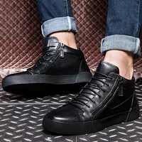 retro style black men shoes leather genuine leather shoes men casual shoes for men ankle boots keep warm winter boots shoes male