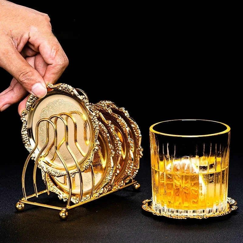 6 шт. Классические Золотые Коктейльные металлические подставки кухонный коврик