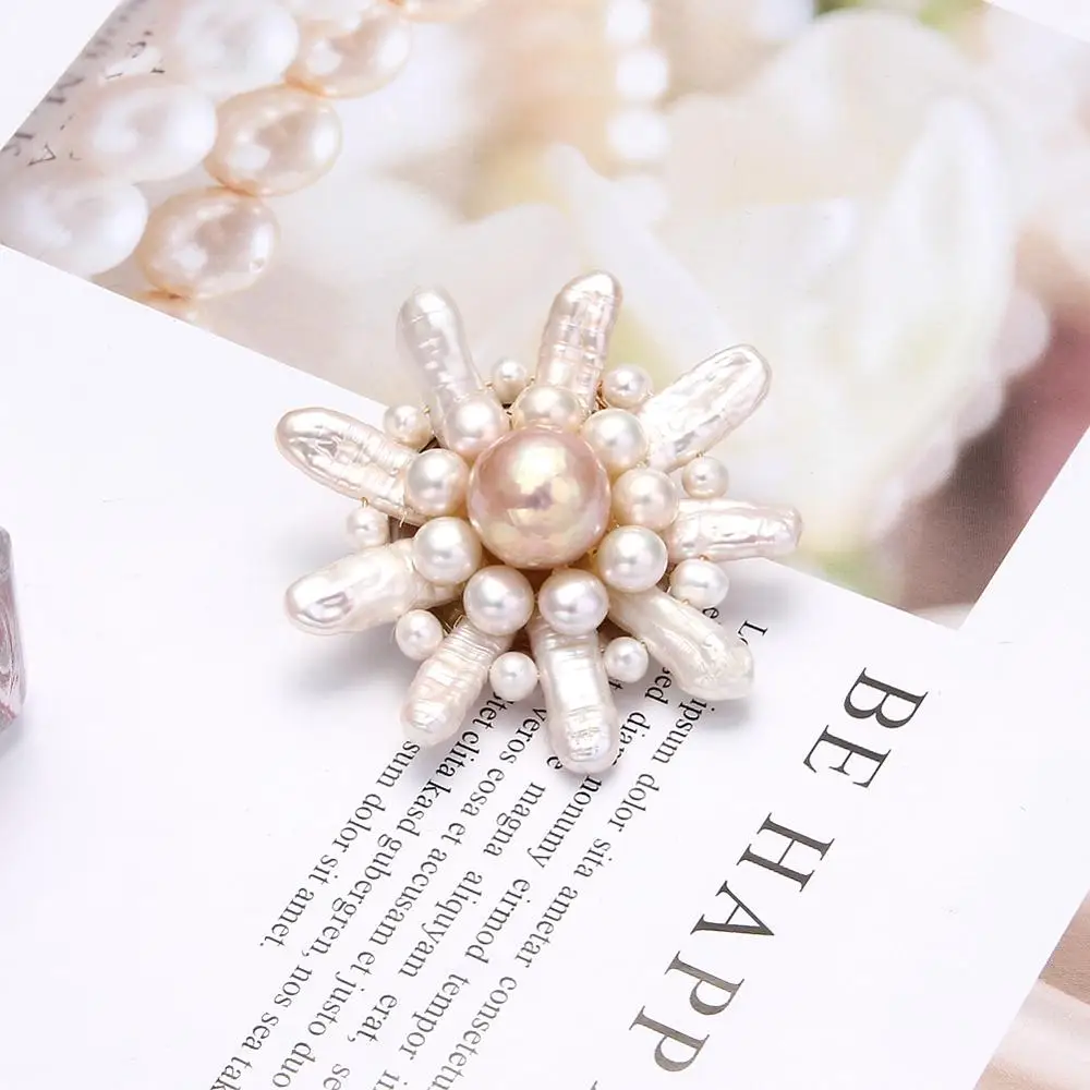 Настоящее барокко жемчужные броши для женщин подарок цветок элегантный