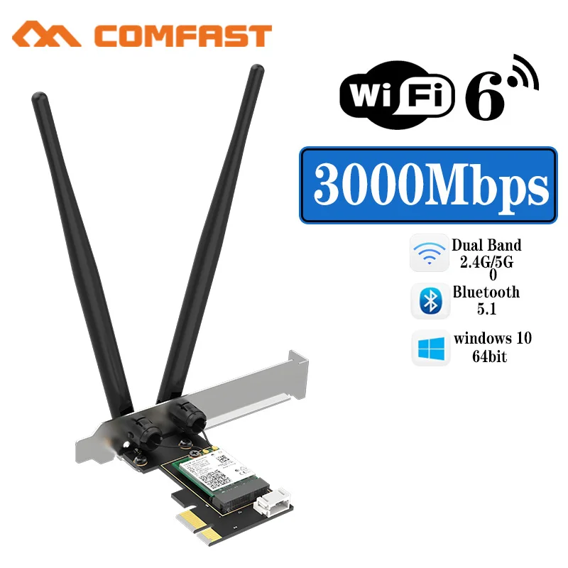 Intel Ax200 WiFi адаптер 5 ГГц Wi Fi ax200ngw донгл Bluetooth сеть 6 карт Pci Express антенна для