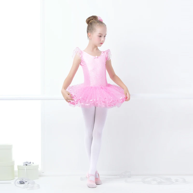 Pink Ballet Leotard For Kids Lace Tutu Dance Dress Girls Gymnastics Use Bailarina Stage Performance | Тематическая одежда и