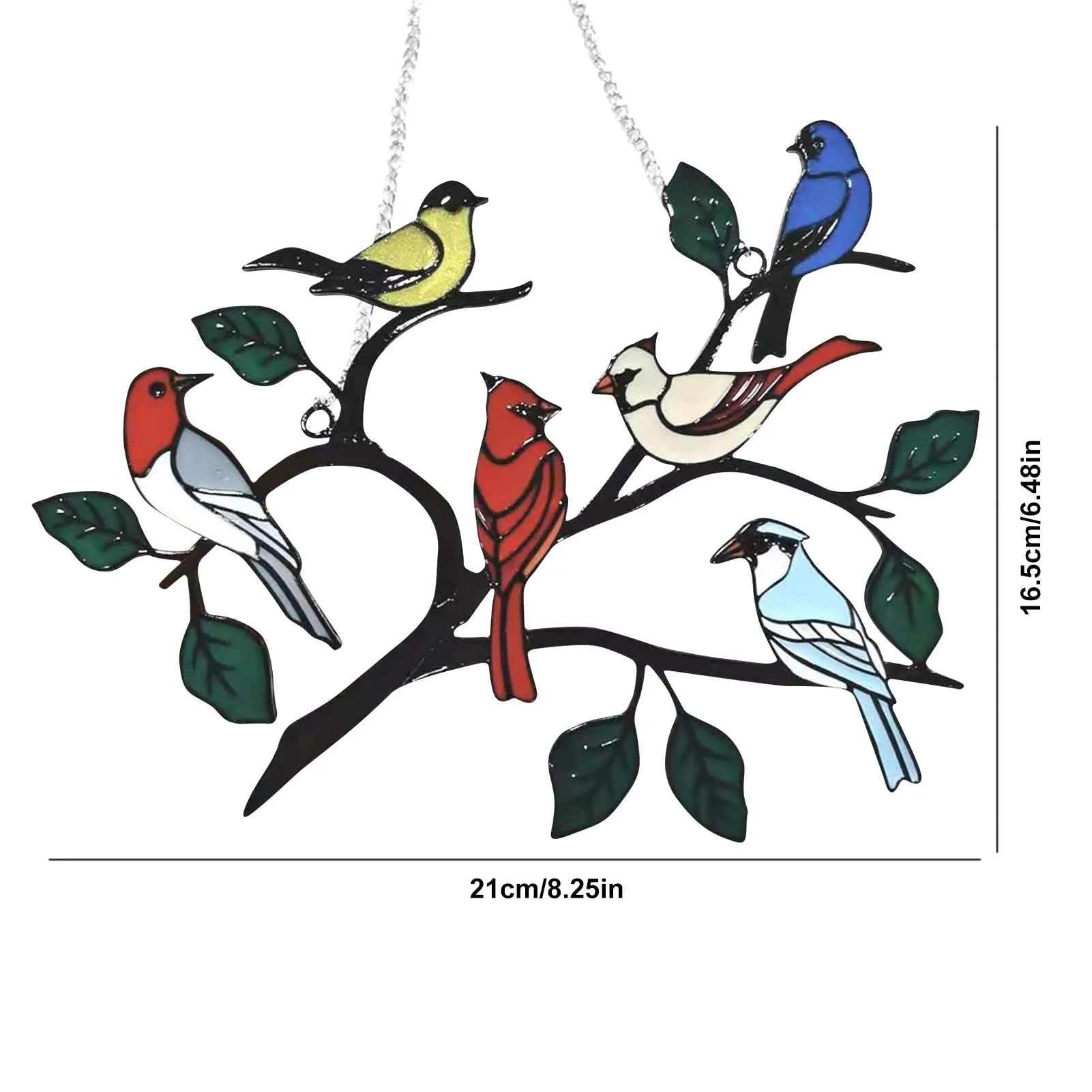 

New Stained Glass Hanging Birds Group Art Colorful Bird Pendant With Iron Chain Decoration Door Window Hanging Ornaments
