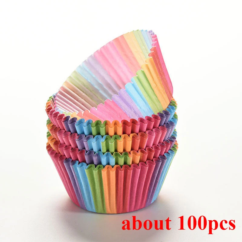 100 шт. бумажные стаканчики для маффинов капкейков подложка кексов