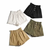 doujili hot summer shorts solid color high elastic waist pocket short pants for women girls casual wearing