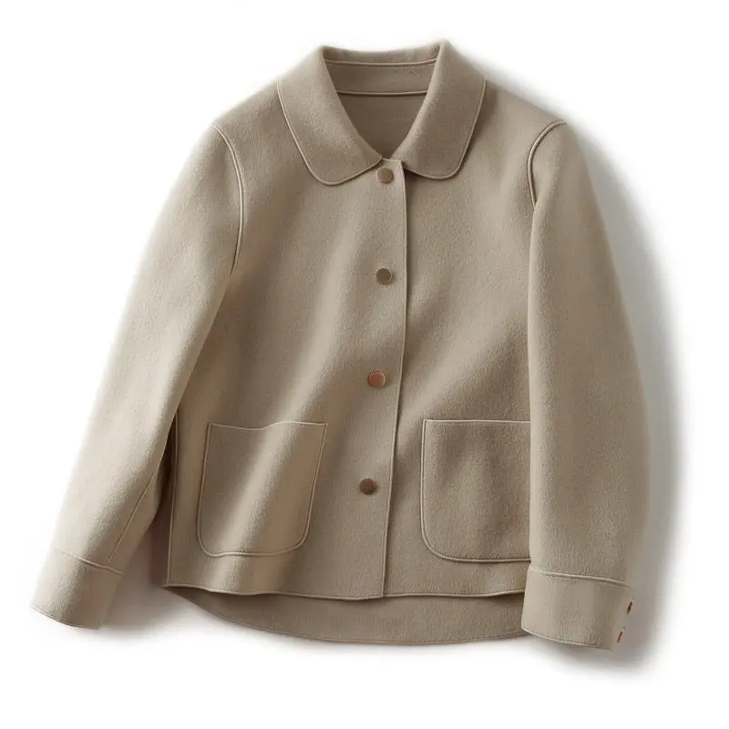 

2021 spring and autumn new style temperament fashion loose versatile top simple light luxury lapel jacket women's wear