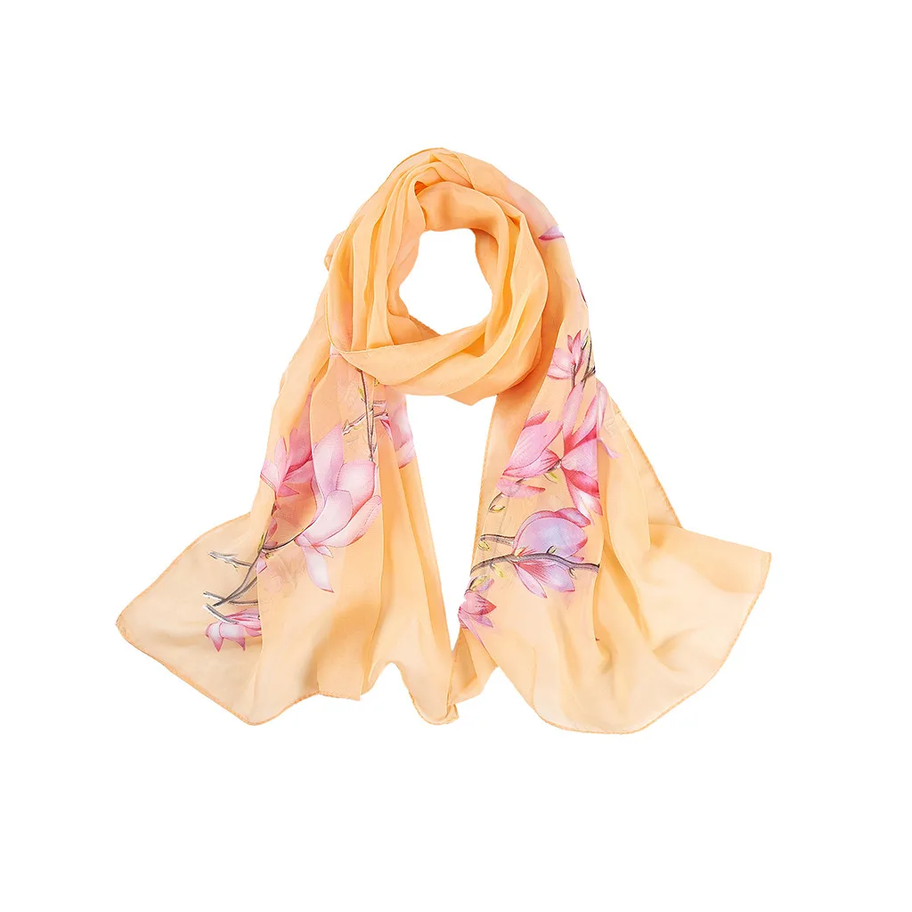 Модный женский шифоновый Длинный мягкий шарф с принтом длинный пляжный шаль