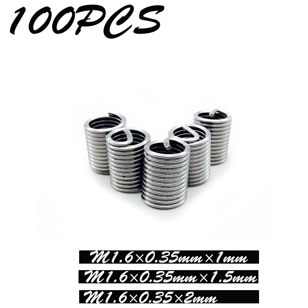 100 шт Набор для ремонта резьбы M1.6 * 0 35 1D/1.5D/2D набор из нержавеющей стали