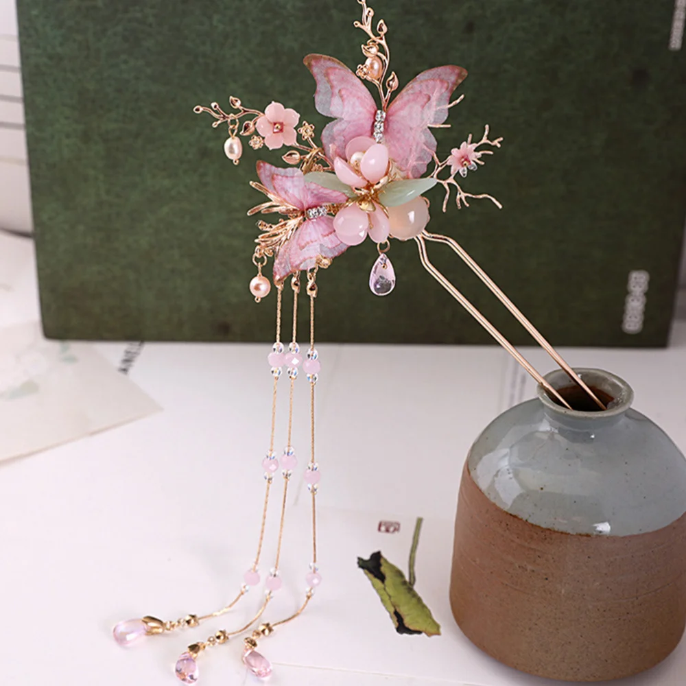 

1pc Antique Hair Stick Vintage Tassel Hairpin Hair Chopstick for Lady (Left)