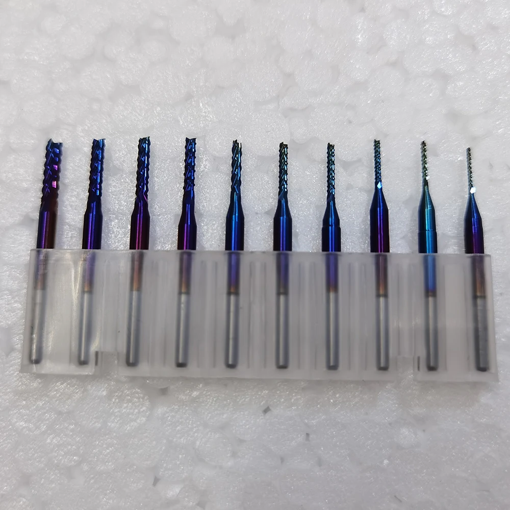 Набор фрез PCB 3 175 мм с покрытием/титановым покрытием/наносиними фрезами CNC 0 8-3 -