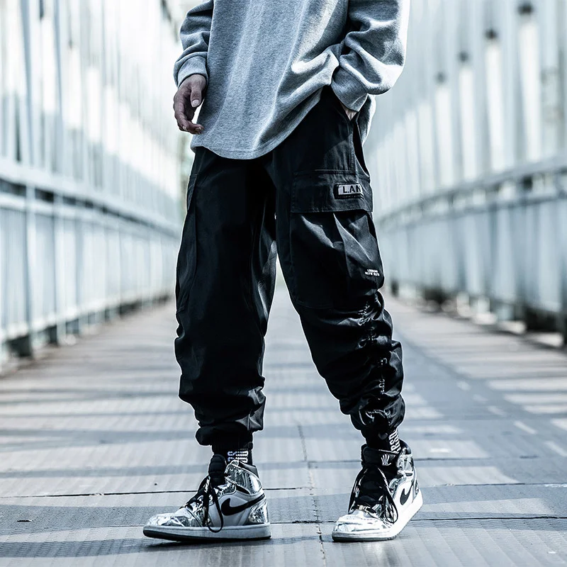 

Hop Hip Cargo Harem Pants Men Streetwear Joggers High Street Casual Pockets Male Streetwear Black Harajuku WB042