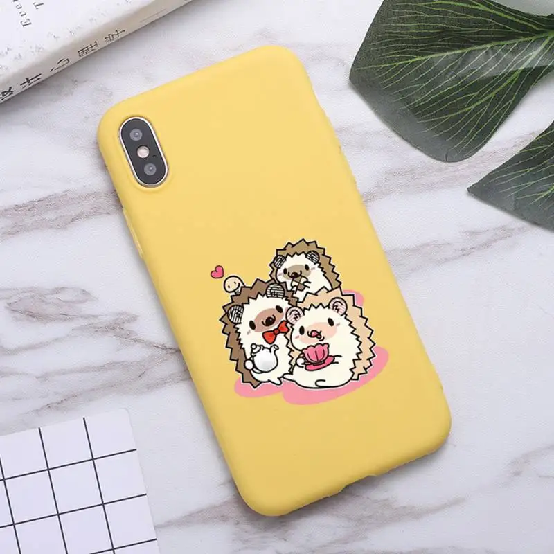 

Cute cartoon animal hedgehog Phone Case Candy Color for iPhone 6 7 8 11 12 s mini pro X XS XR MAX Plus