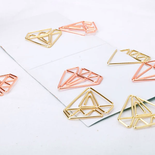 

New arrival bookmark diamond clip rose gold clip gold staples stationery befriend metal Paper clip