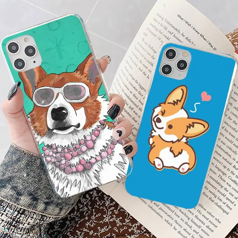 

Cute Corgi cartoon Dog Phone Case for iphone 13 8 7 6 6S Plus X 5S SE 2020 XR 11 12 mini pro XS MAX