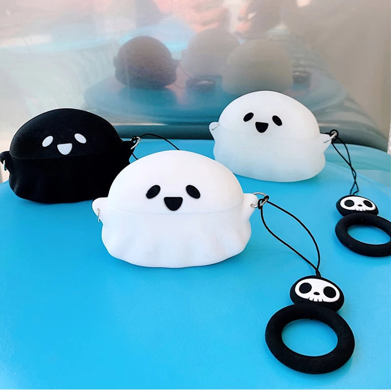 Чехол для наушников Airpods Pro 3D с милым мультипликационным принтом призрак Череп 3