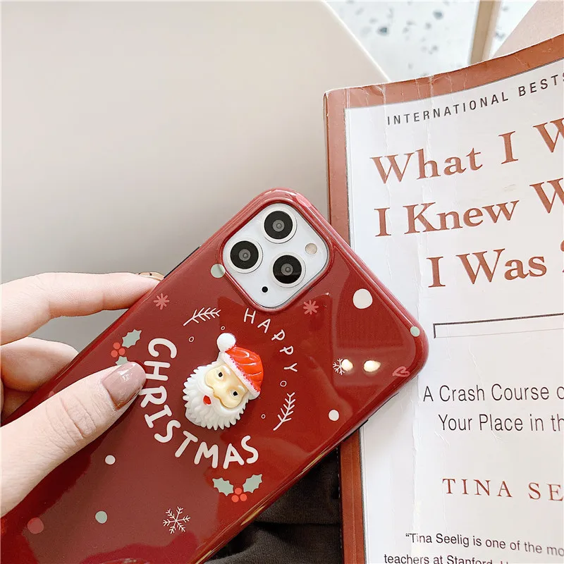 3D Happy Santa Claus Christmas Phone Case For iPhone 11 Pro MAX XR Silicone Matte Back Cover X XS Max 7 8 Plus |