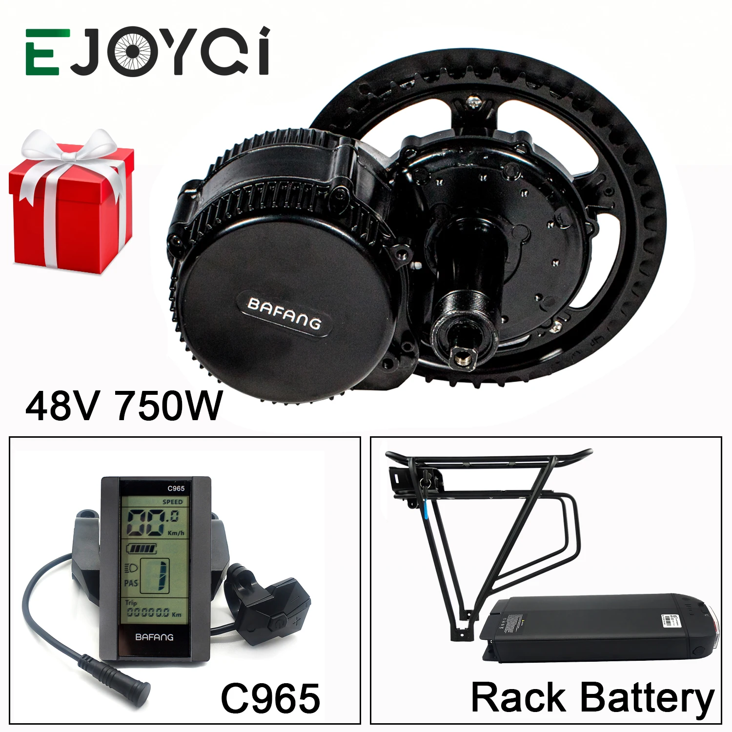 Bafang 8FUN 48V 750W BBS02B MMG320 12.8Ah стеллаж для выставки товаров Батарея Mid Мотор привода, фара для электровелосипеда в Conversion Kit с светильник