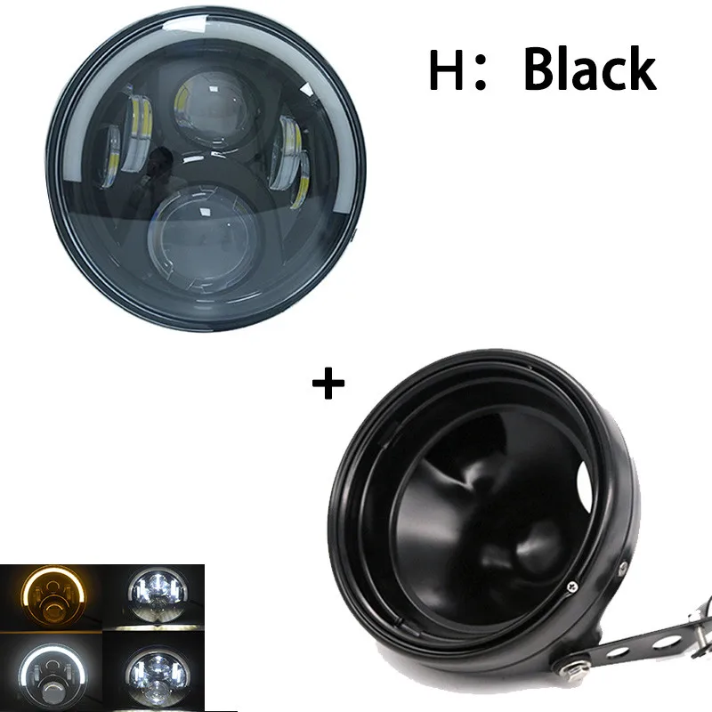1Set Chrome 60W 7 дюймов 45 Вт DOT SAE E9 мотоциклетные 883 фары с углом глаз светодиодные 883 фары 7 дюймов корпус ведро отделка кольцо - Цвет: 1Set Chrome 60W