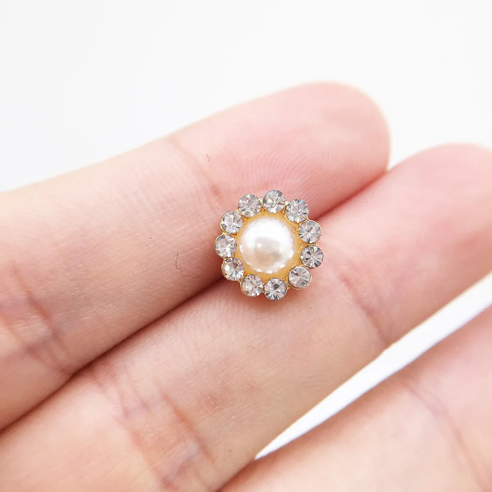 5 шт. 10 мм жемчужные женские пуговицы стразы из металлического цинкового сплава