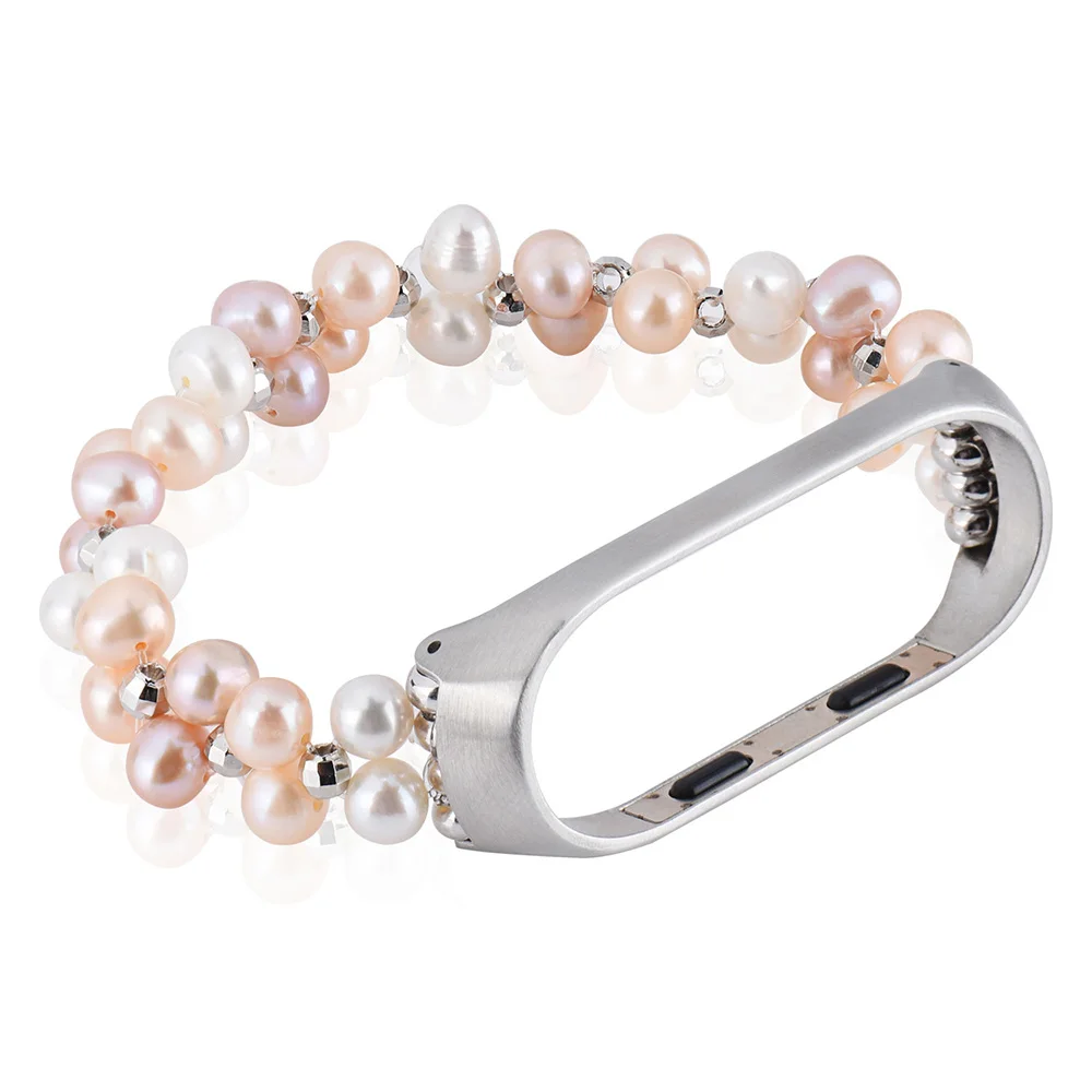 

Vogue Handmade Beads Women Bracelet for Xiaomi Mi Band 6 5 4 3 Strap Faux Pearl Watch Band for MIband Ladies Jewelry Belt