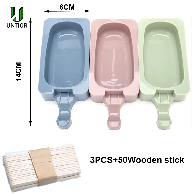 

UNTIOR 3Pcs/Set Food Grade Silicone Ice Cream Mold Reusable DIY Childrens Dessert Household Kitchen Juice Ice Cream Maker Tools