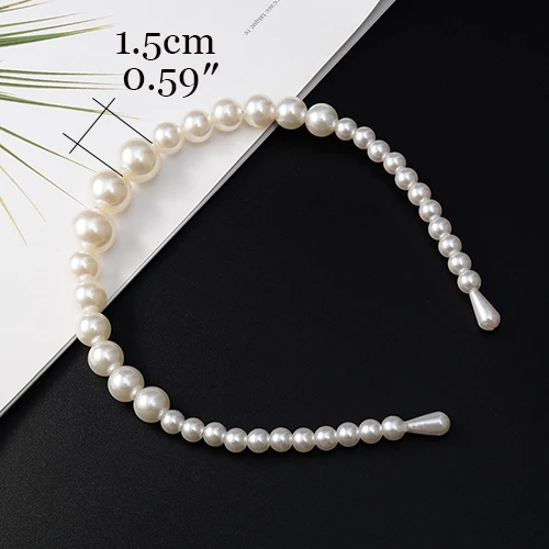 1.5cm pearl Дешевые Принцесса Стразы ободок на голову с жемчугом головной убор повязки на голову украшения для волос Металлические кристаллы невесты головные уборы - Окраска металла: 1.5cm pearl