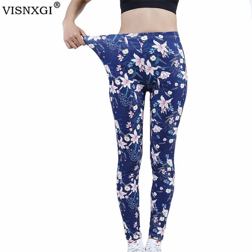 Женские леггинсы с принтом лилии VISNXGI сексуальные штаны эффектом пуш-ап для