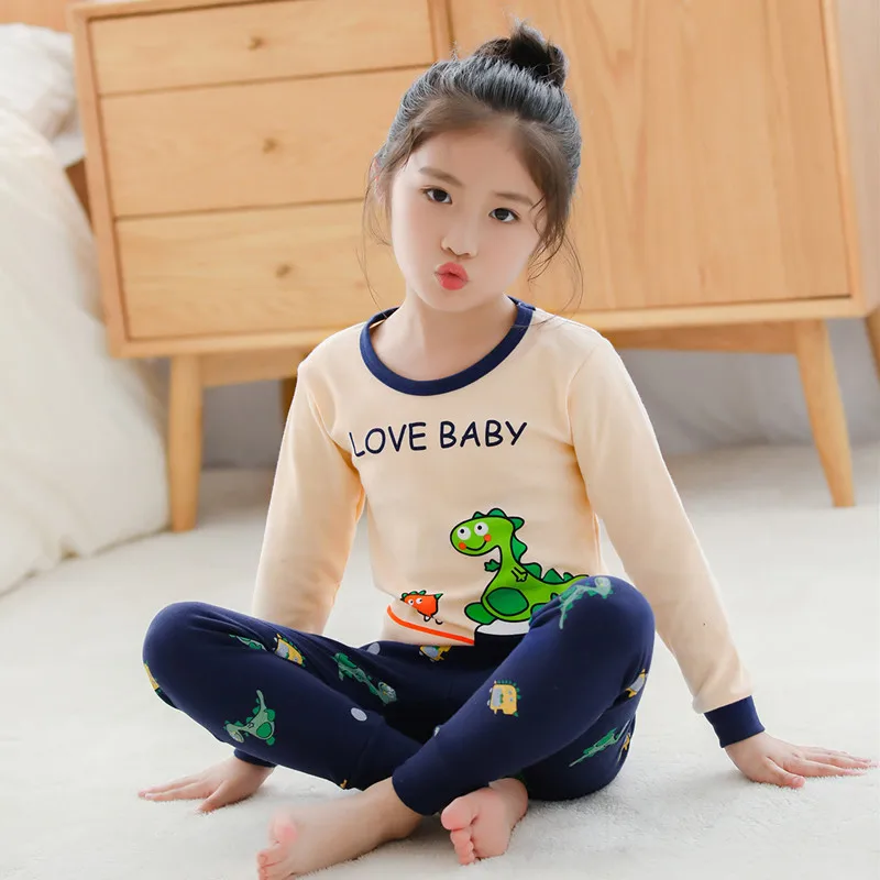 2020 детская зимняя хлопковые пижамы комплект одежды для маленьких девочек одежда