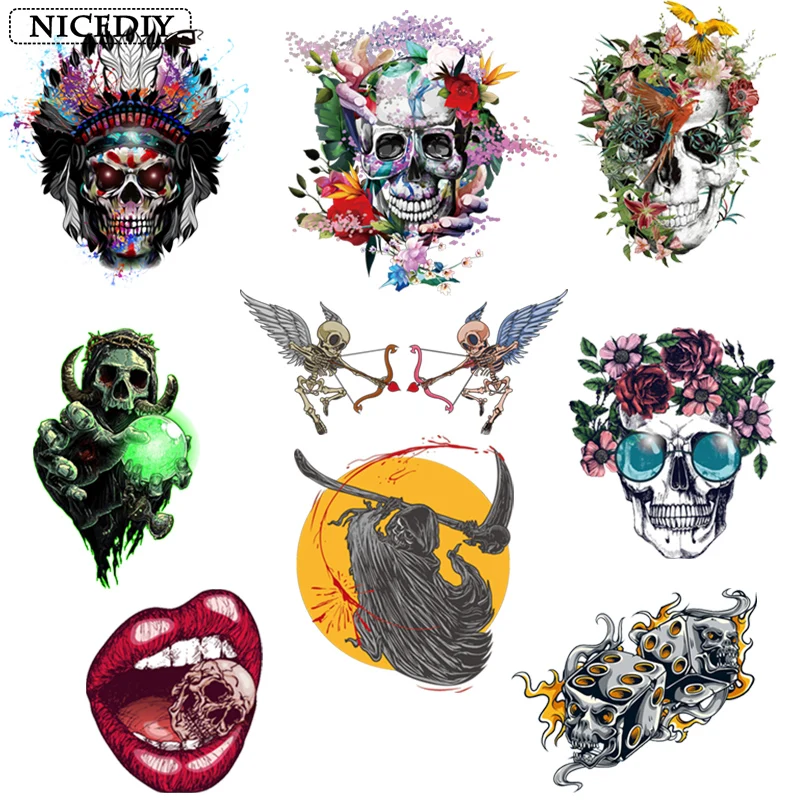 Наклейки Nicediy в стиле сделай сам виниловая Термотрансферная наклейка с черепом