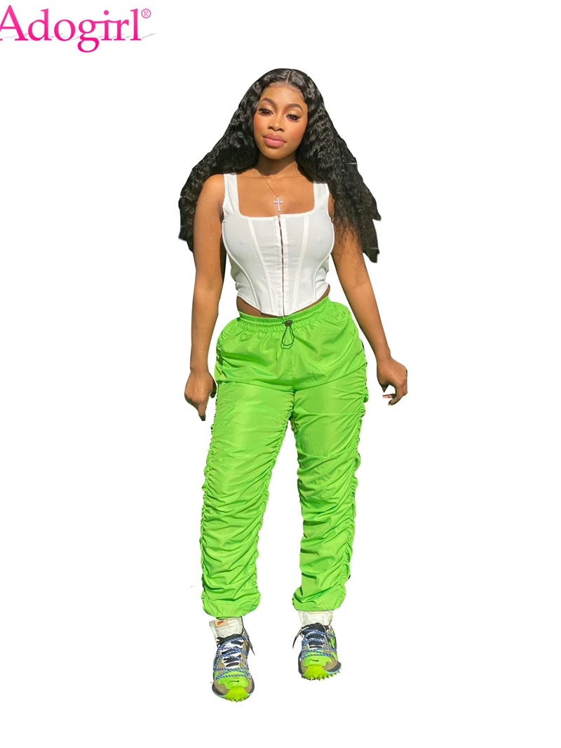 

Adogirl Solid Waterproof Pleated Loose Casual Pants Sporting Trousers Women Fashion Streetwear Sweatpants