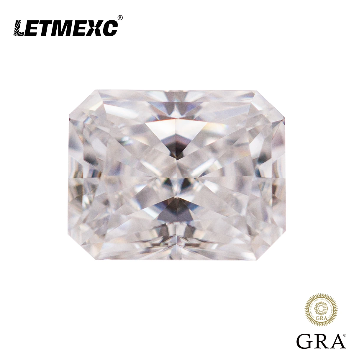 

Letmexc White D Colorless Moissanite Loose Stone Radianit Crushed Ice Cut VVS1 Clarity for Custom Jewelry with GRA Report