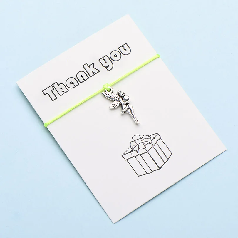 4 IYOE Wish Card Thank You Чарм "Фея" браслеты для женщин девушек ручной тканый счастливый красный браслет с огранкой и Висячие Подарочные ювелирные изделия - Окраска металла: 4