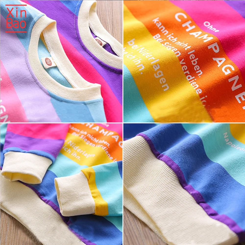 XINBAO 2020 радужные толстовки для девочек и мальчиков с длинным рукавом полосатый