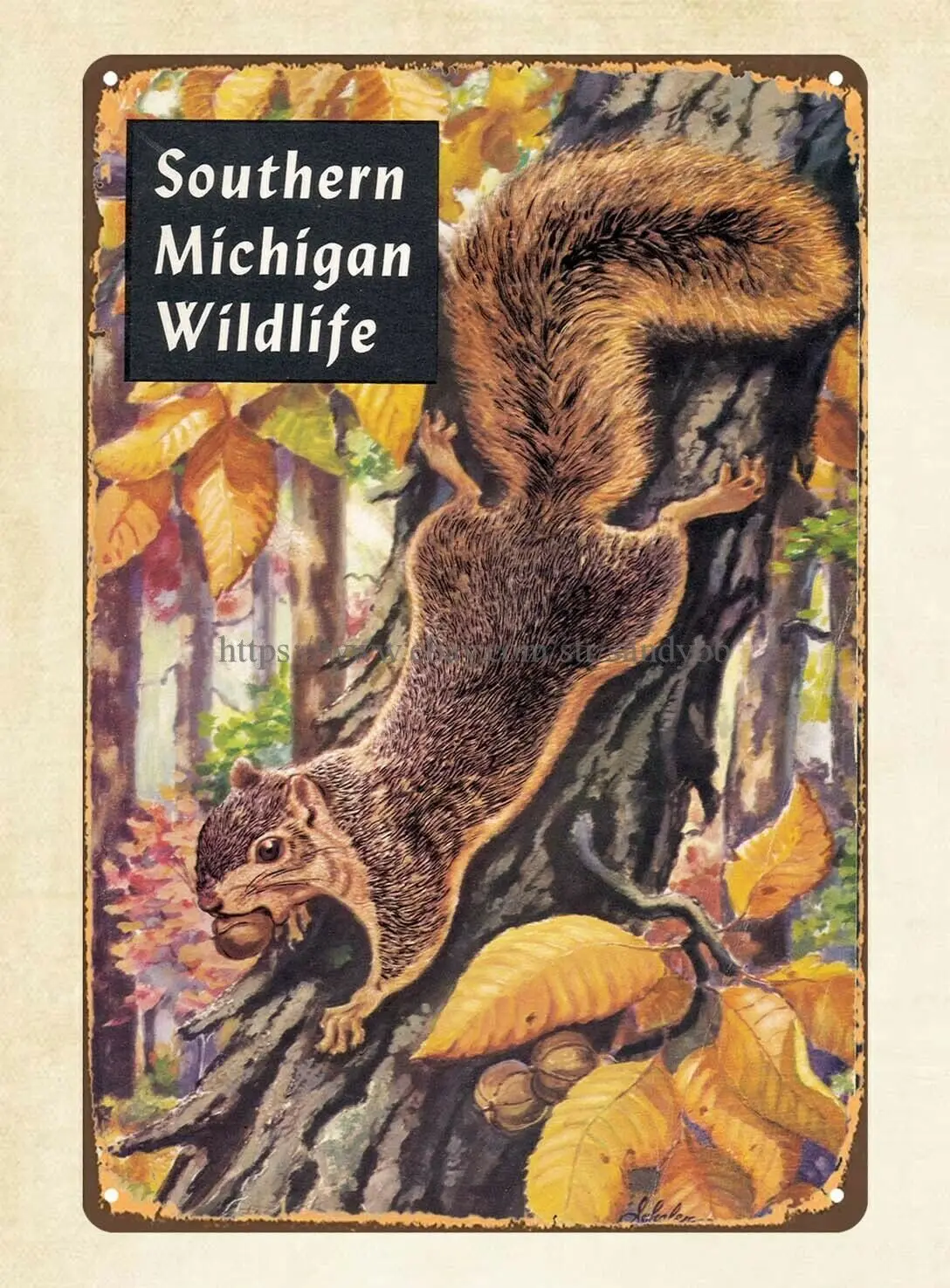 

Southern Michigan Wildlife 1957 Michigan DNR Collectible metal tin sign