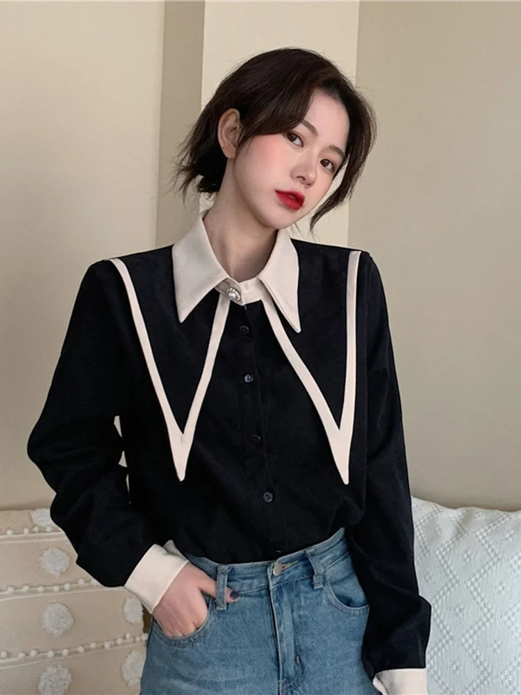 Детская рубашка с воротником новинка 2021 в студенческом стиле дизайнерский