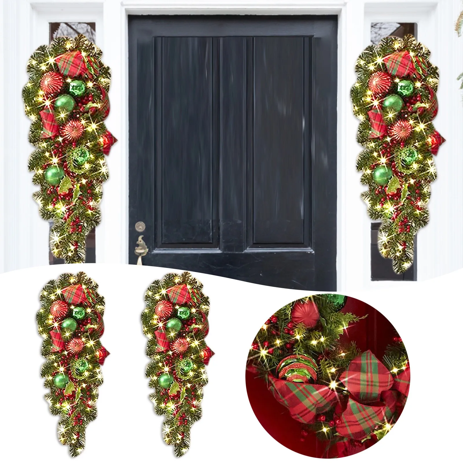 

Рождественские украшения без светильник, венок, мертвые ветки, подвеска в виде кольца виноградной лозы, Рождественская тростниковая гирлян...