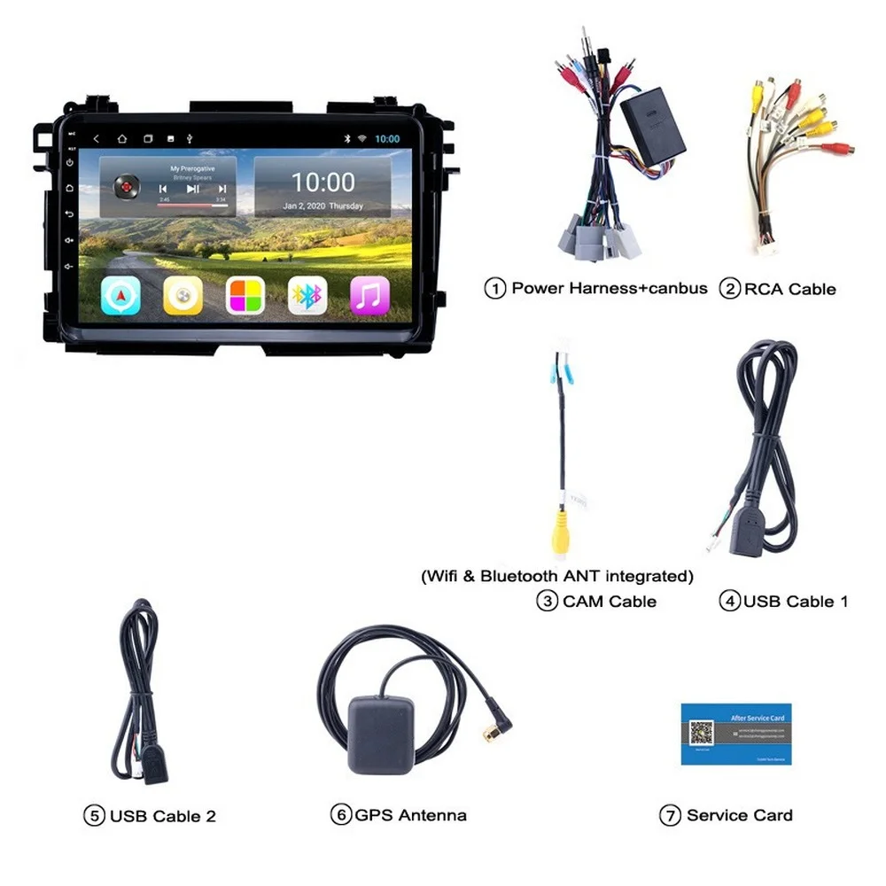 4G+32G Android 10.0 Car GPS Navigation for Honda Vezel/HR-V 2014-2017 multimedia player With Wifi 4G AHD DSP | Автомобили и