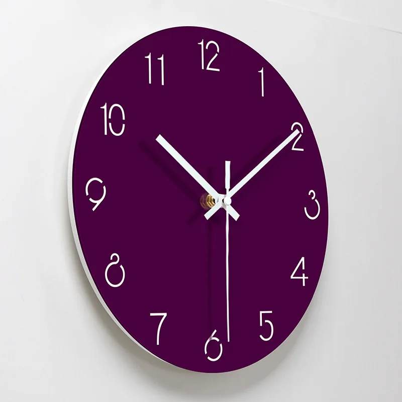 Wall Clock Modern Kitchen Clocks Watch Home Living Room Decorative Hanging Quartz Bedroom Minimalist Purple Round Slient Art | Дом и сад