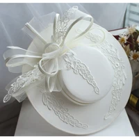 new satin lace white bridal dress hat french retro british ladies banquet elegant bow tie hat bridal headwear wedding accessorie