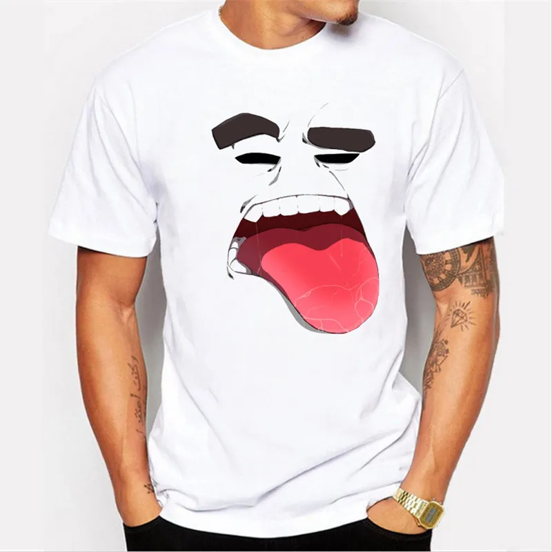 Классическая белая футболка с модным принтом Модная большой язык и надписью hate