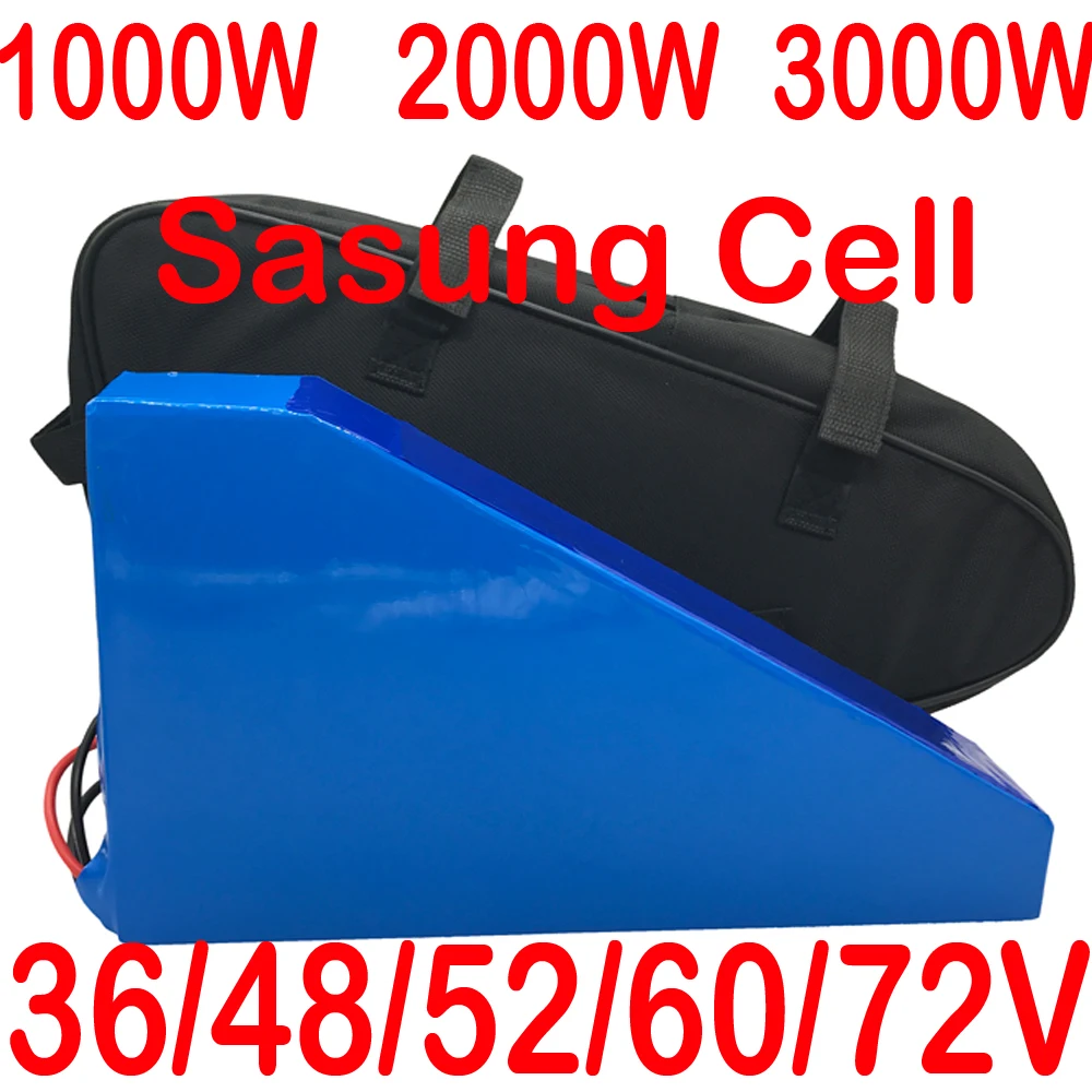 

ebike battery 72V 60V 52V 48V 36V 20AH 25AH 30AH 35AH Triangle Electric Bike Lithium Battery 3000W 2000W 1500W Electric Scooter