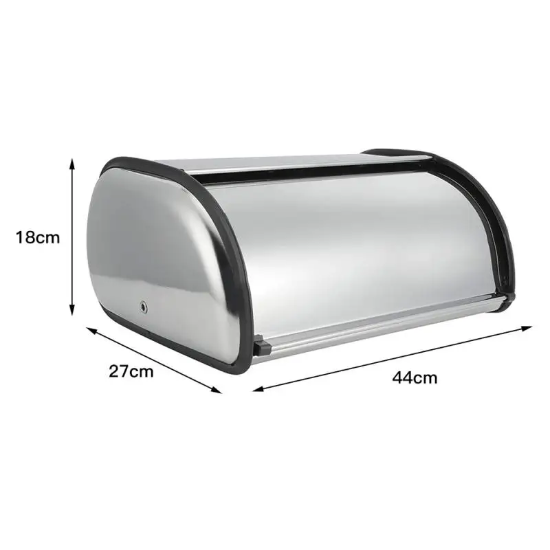 

Kitchen Supplies Stainless Steel Roll Top Bread Box Storage Bin Keeper Food Storage Container Kitchen Pastry Bread Baking Holder