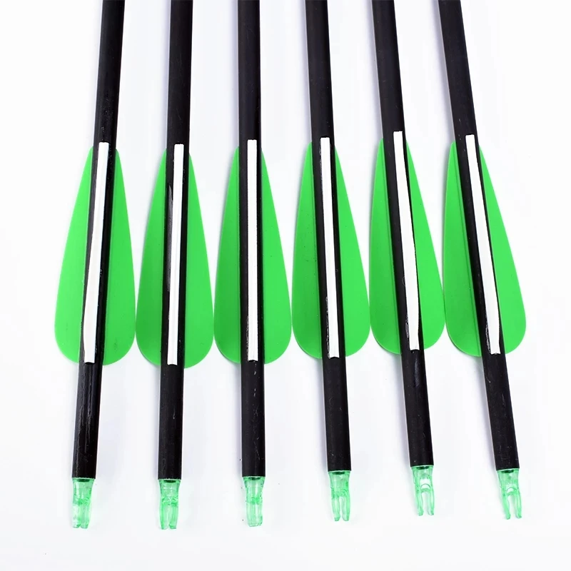 

6/12/24pcs Archery Spine 500 Carbon Arrow with Replaceable Arrowhead 30"Length for Compound/Recurve Bow Hunting Archery