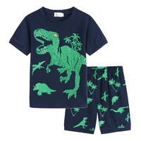 2021 new european and american boys and girls suits 3 8 years old boys home service suit dinosaur print pajamas two piece