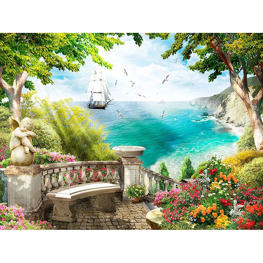 

Diamond Painting Seaside Embroidery DIY Diamond Painting Cross Stitch Kit Posters 5D Needlework Diamond Home Decor