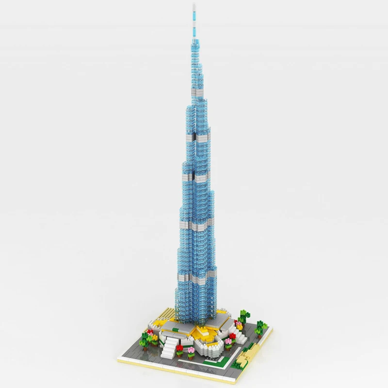 YZ 053 мировая архитектура Дубай Burj Khalifa башня дерево цветок мини алмазные блоки