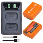 Аккумулятор NP-FW50 NPFW50 + двойное зарядное устройство со светодиодной подсветкой типа C для Sony A6000 A6400 A6500 A6300 A7 A7II A7RII A7SII A7S A7S2 A7R A7R2