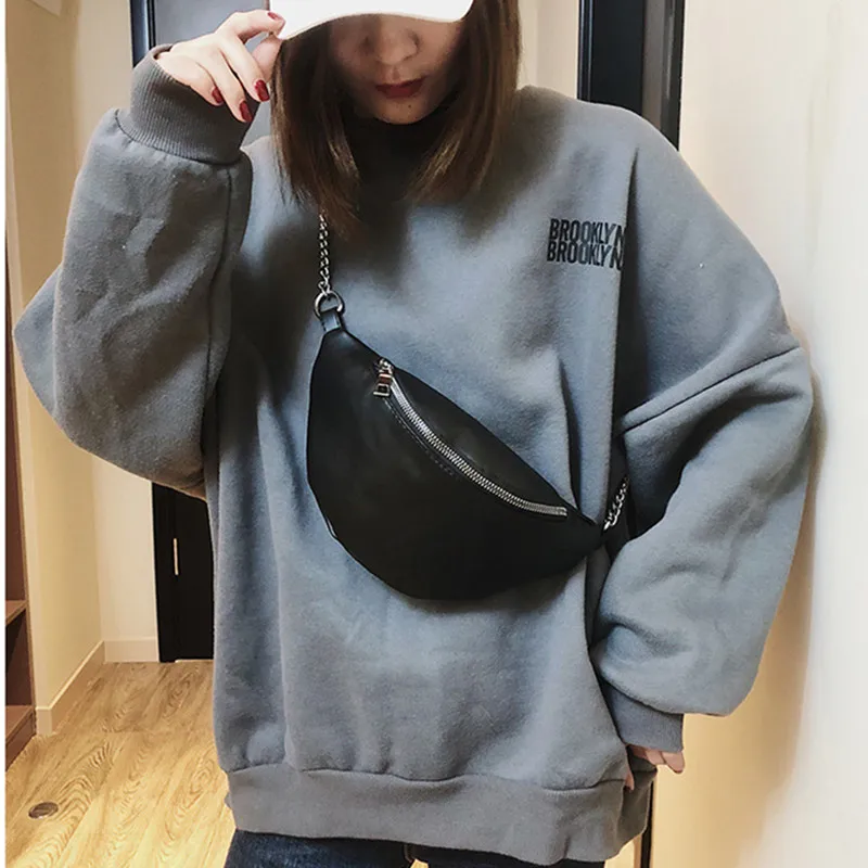 Модная забавная поясная сумка на цепочке Женский кошелек из искусственной кожи