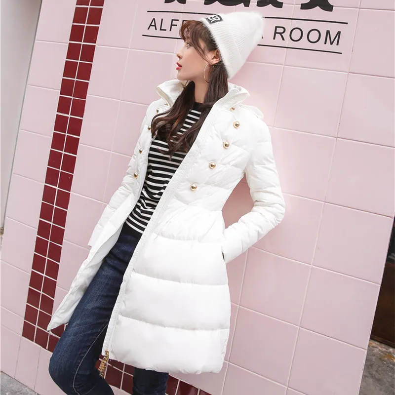 

Women's Down Jacket Winter New Fashion Korean Slim Was Thin Swing Down Long White 90% Duck Down Jacket Coat Puff A Word Parkas