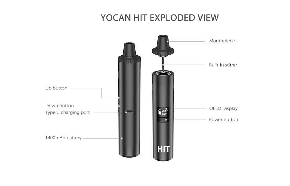 Оригинальная конвекционная травяная система Yocan Hit Dry Herb Kit | Дом и сад